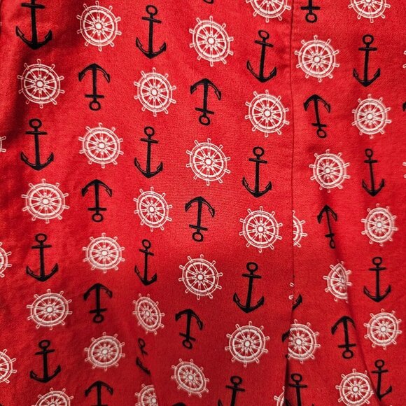 Charter Club Red Nautical Skirt Pleated Anchor Crab Shell Beach A-Line Preppy 10 - Picture 3 of 12